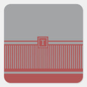 Monogramm mit klassischem Streifen Quadratischer Aufkleber (Vorderseite)