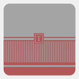 Monogramm mit klassischem Streifen Quadratischer Aufkleber