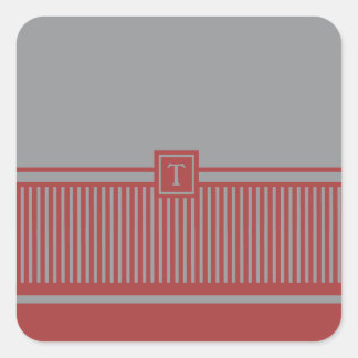 Monogramm mit klassischem Streifen Quadratischer Aufkleber