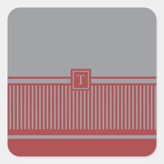 Monogramm mit klassischem Streifen Quadratischer Aufkleber (Vorderseite)