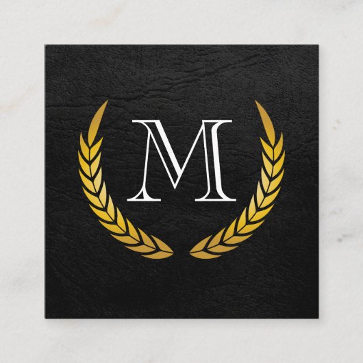 Monogramm mit Leder für Luxuselemente-Imitate Quadratische Visitenkarte (Vorderseite)