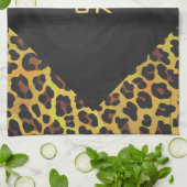 Monogramm mit Leopard Braun und Gelb Geschirrtuch (Gefaltet)
