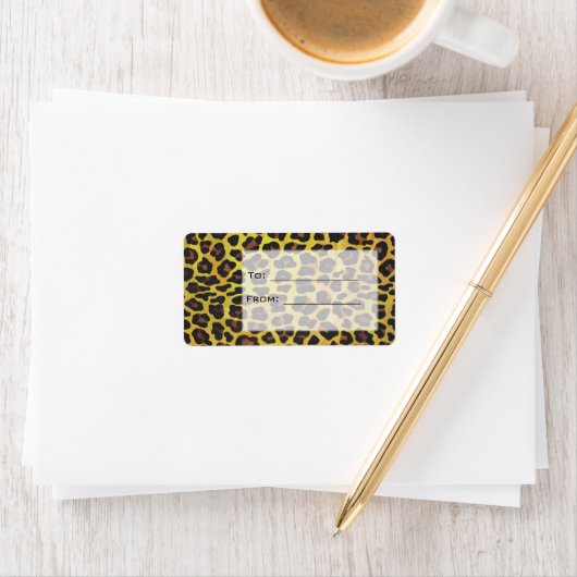 Monogramm mit Leopard Brown und Gelb Adressaufkleber (Insitu)
