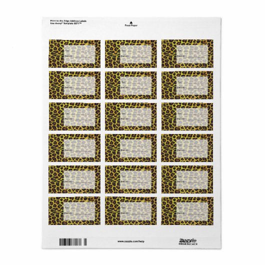 Monogramm mit Leopard Brown und Gelb Adressaufkleber (Vorne)