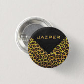 Monogramm mit Leopard Brown und Gelb Button (Vorne & Hinten)