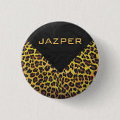 Monogramm mit Leopard Brown und Gelb Button (Vorderseite)