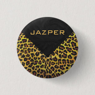 Monogramm mit Leopard Brown und Gelb Button