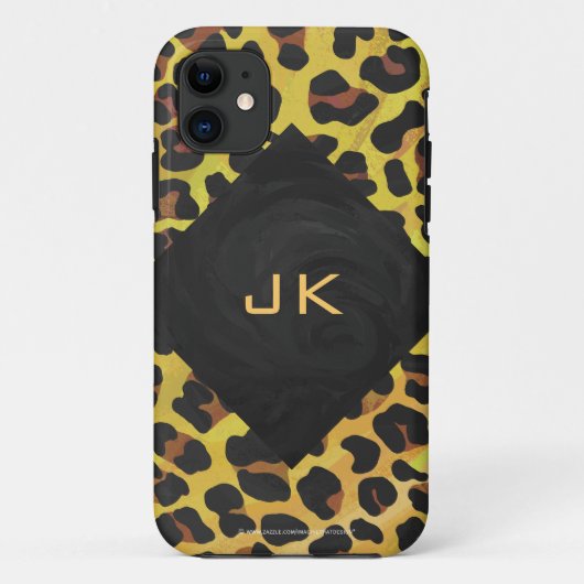 Monogramm mit Leopard Brown und Gelb Case-Mate iPhone Hülle (Rückseite)