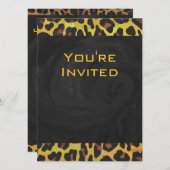 Monogramm mit Leopard Brown und Gelb Einladung (Vorne/Hinten)