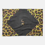 Monogramm mit Leopard Brown und Gelb Geschirrtuch (Horizontal)