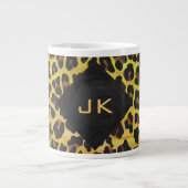 Monogramm mit Leopard Brown und Gelb Jumbo-Tasse (Vorderseite)