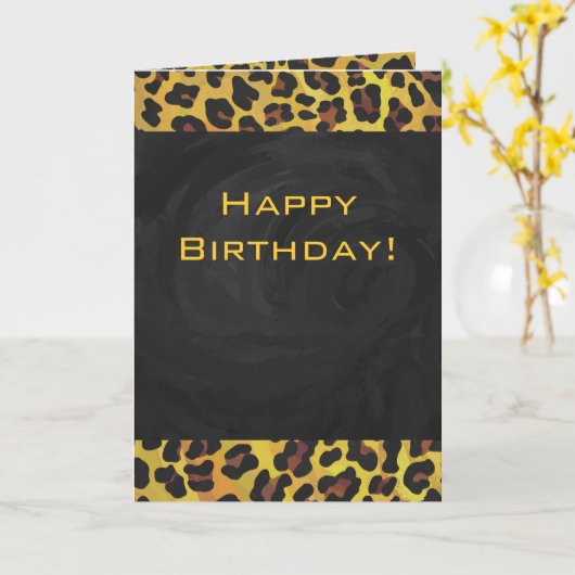 Monogramm mit Leopard Brown und Gelb Karte (Gelbe Blume)