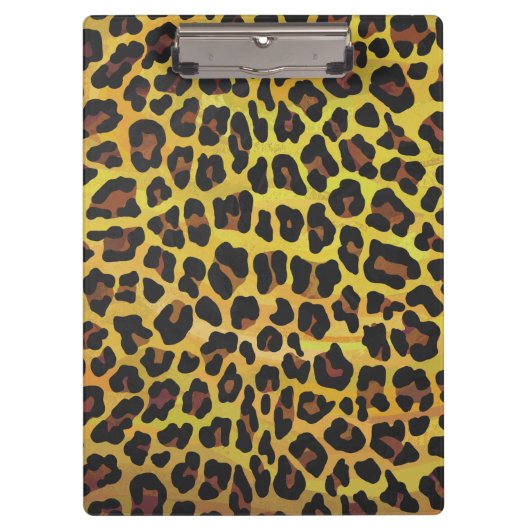 Monogramm mit Leopard Brown und Gelb Klemmbrett (Vorderseite)