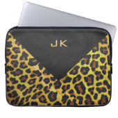 Monogramm mit Leopard Brown und Gelb Laptopschutzhülle (Vorderseite)