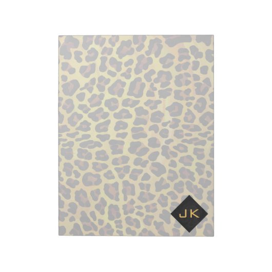 Monogramm mit Leopard Brown und Gelb Notizblock (Rotiert)