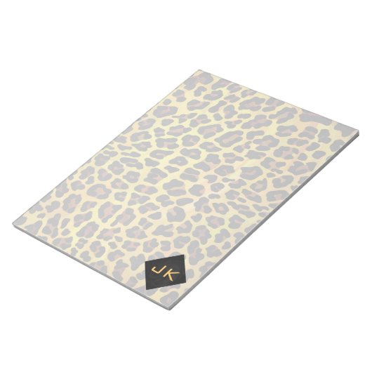 Monogramm mit Leopard Brown und Gelb Notizblock (angewinkelt)