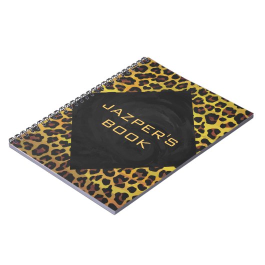 Monogramm mit Leopard Brown und Gelb Notizblock (Linke Seite)