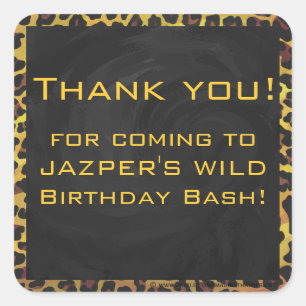 Monogramm mit Leopard Brown und Gelb Quadratischer Aufkleber