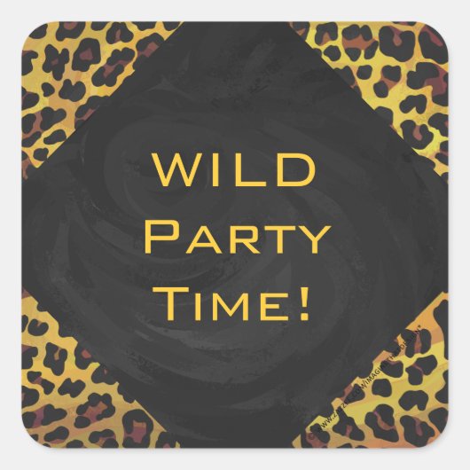 Monogramm mit Leopard Brown und Gelb Quadratischer Aufkleber (Vorderseite)