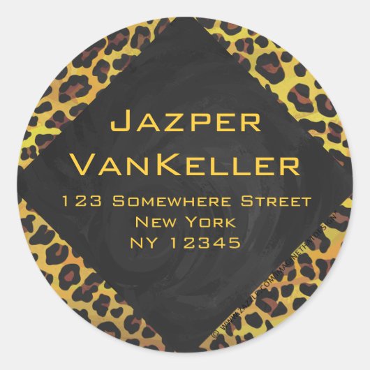 Monogramm mit Leopard Brown und Gelb Runder Aufkleber (Vorderseite)