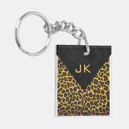 Monogramm mit Leopard Brown und Gelb Schlüsselanhänger (Vorderseite links)