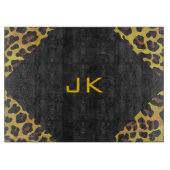 Monogramm mit Leopard Brown und Gelb Schneidebrett (Vorderseite)