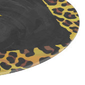 Monogramm mit Leopard Brown und Gelb Schneidebrett (Ecke)