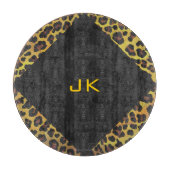 Monogramm mit Leopard Brown und Gelb Schneidebrett (Vorderseite)
