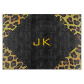 Monogramm mit Leopard Brown und Gelb Schneidebrett (Vorderseite)