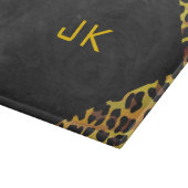 Monogramm mit Leopard Brown und Gelb Schneidebrett (Ecke)