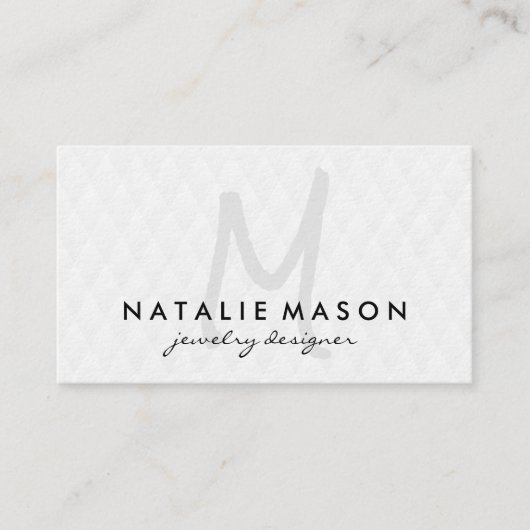 Monogramm mit Lux Diamond Muster Visitenkarte (Vorderseite)