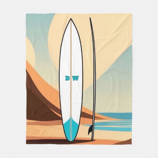 Monogramm mit Minimalistischem Vektorsurfboard-The Fleecedecke (Vorderseite)