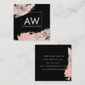 Monogramm mit moderner Girlie Pink Bürste Quadratische Visitenkarte (Vorne/Hinten)