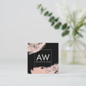 Monogramm mit moderner Girlie Pink Bürste Quadratische Visitenkarte (Stehend Vorderseite)