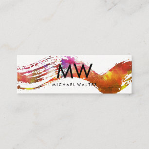 Monogramm mit moderner Wasserfarbe Mini Visitenkarte