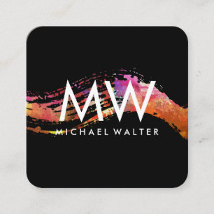 Monogramm mit moderner Wasserfarbe Quadratische Visitenkarte