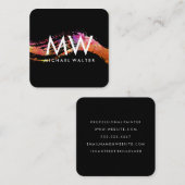 Monogramm mit moderner Wasserfarbe Quadratische Visitenkarte (Vorne/Hinten)