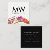 Monogramm mit moderner Wasserfarbe Quadratische Visitenkarte (Vorne/Hinten)