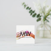 Monogramm mit moderner Wasserfarbe Quadratische Visitenkarte (Stehend Vorderseite)