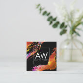 Monogramm mit moderner Wasserfarbe Quadratische Visitenkarte (Stehend Vorderseite)