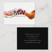 Monogramm mit moderner Wasserfarbe Visitenkarte (Vorne/Hinten)