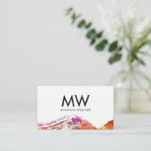 Monogramm mit moderner Wasserfarbe Visitenkarte (Stehend Vorderseite)