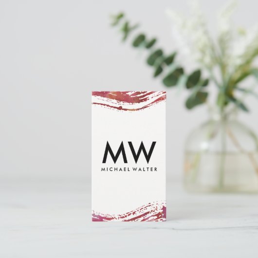 Monogramm mit moderner Wasserfarbe Visitenkarte (Stehend Vorderseite)