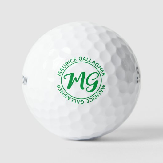 Monogramm Mit Monogramm Name kelly-green Golfball (Vorderseite)