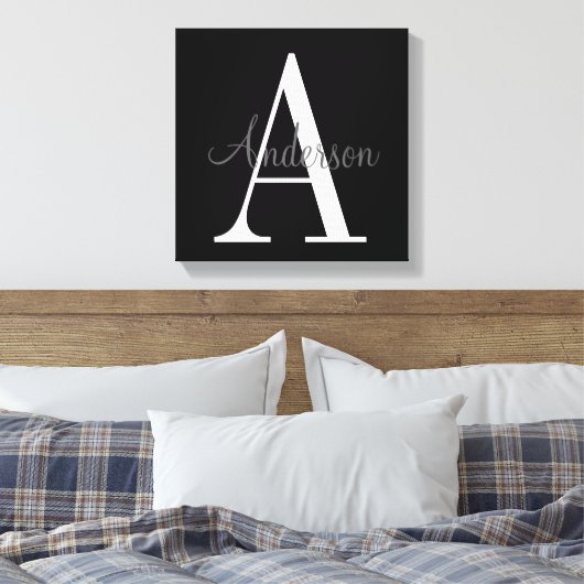 Monogramm mit Name Overlay Leinwanddruck (Insitu (Schlafzimmer))