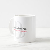 Monogramm mit Name und Meldung auf weiß Kaffeetasse (Vorderseite Links)