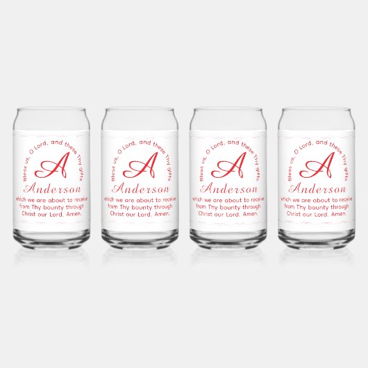 Monogramm mit Namen Katholischer Segen Trinkset Dosenglas (Vorderseite)