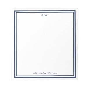 Monogramm mit navyblauen Rändern Notizblock