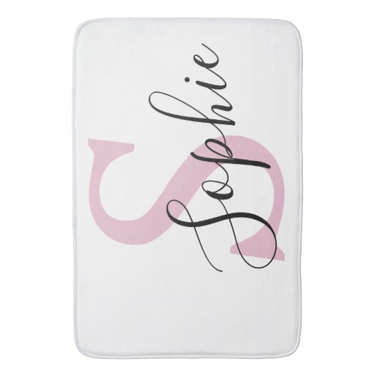 Monogramm mit neuem Personalisierten Namen Pink Badematte (Vorderseite Vertikal)