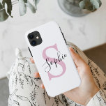 Monogramm mit neuem Personalisierten Namen Pink Case-Mate iPhone Hülle<br><div class="desc">Monogramm mit neuem Personalisierten Namen Pink</div>